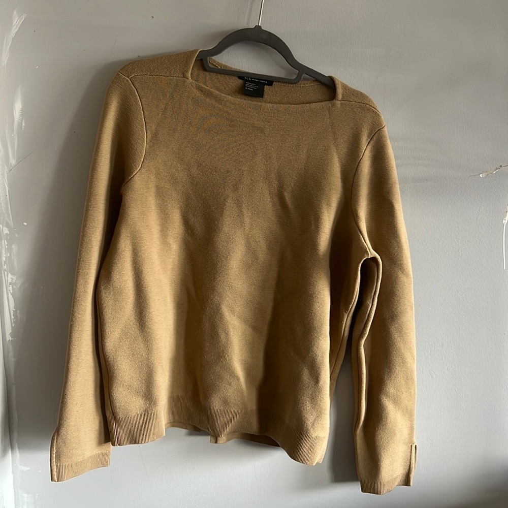 Armani Exchange A|X Wool Blend Sweater XL Tan Minimalist Knit